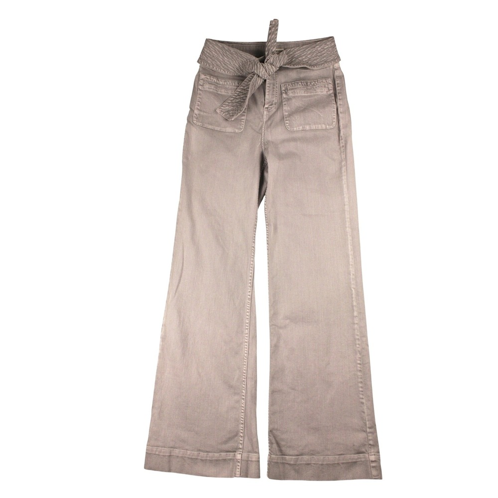 Ulla Johnson Wade Jeans Womens 10 Ash Grey Tie Waist Wide Leg Acid Wash - Picture 4 of 15